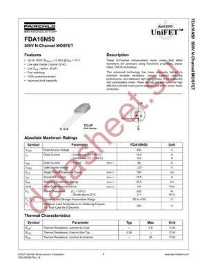 FDA16N50 datasheet  